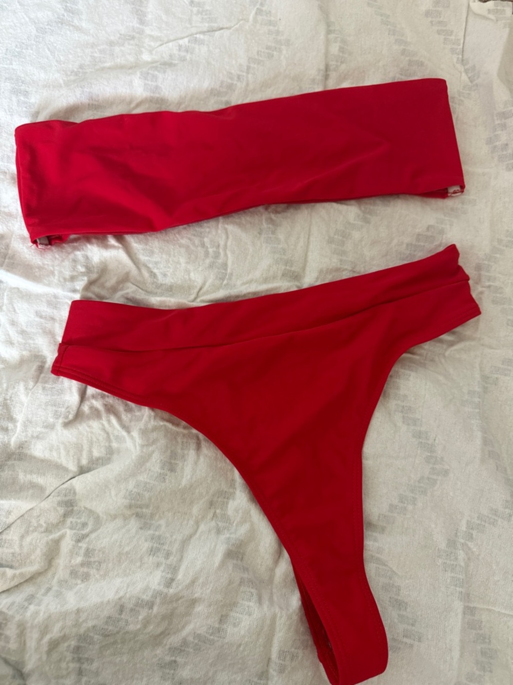 Missguided Red Bandeau Bikini Set